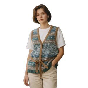 Vintage Heinzelmann Mohair Sleeveless Sweater Vest Belted Sz L 1960’s